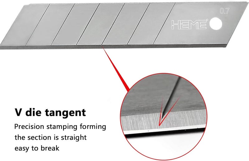 HIEMTE Tools 20Pcs 25mm Utility Knife Replacement Blades Snap off 60 Degree，Blades for Utility Knife and 25mm Box Cutter - Razor Sharp SK4 Steel - Image 5